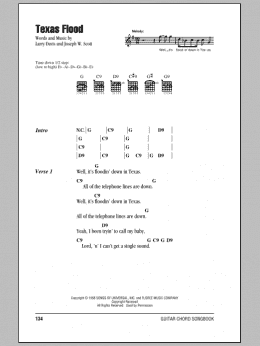 page one of Texas Flood (Guitar Chords/Lyrics)