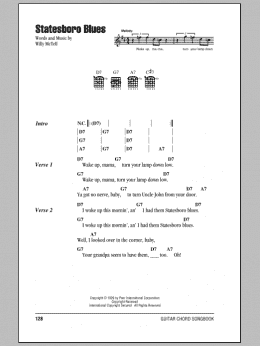 page one of Statesboro Blues (Guitar Chords/Lyrics)