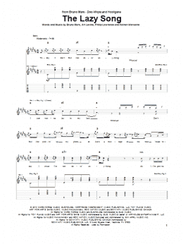 page one of The Lazy Song (Guitar Tab)