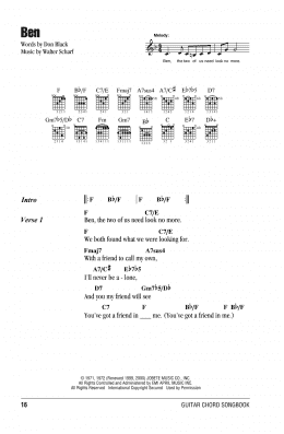 page one of Ben (Guitar Chords/Lyrics)