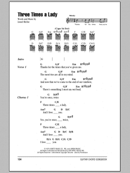 page one of Three Times A Lady (Guitar Chords/Lyrics)