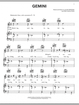 page one of Gemini (Piano, Vocal & Guitar Chords (Right-Hand Melody))