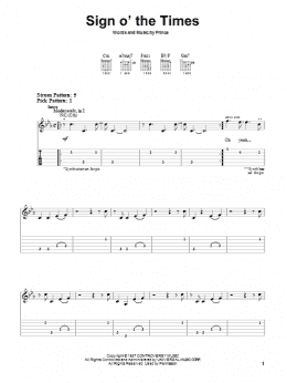 page one of Sign O' The Times (Easy Guitar Tab)