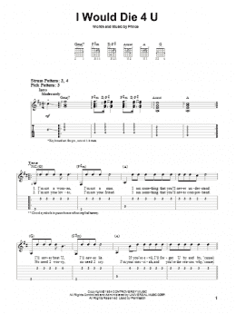 page one of I Would Die 4 U (Easy Guitar Tab)