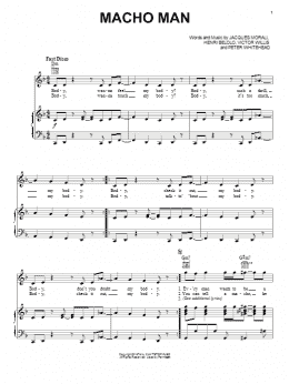 page one of Macho Man (Piano, Vocal & Guitar Chords (Right-Hand Melody))