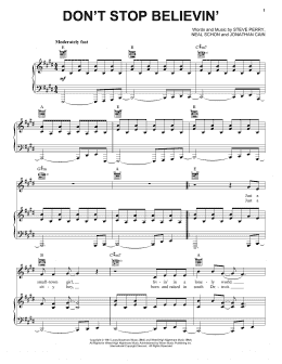 page one of Don't Stop Believin' (Piano, Vocal & Guitar Chords (Right-Hand Melody))