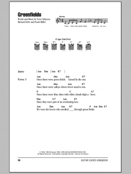 page one of Greenfields (Guitar Chords/Lyrics)