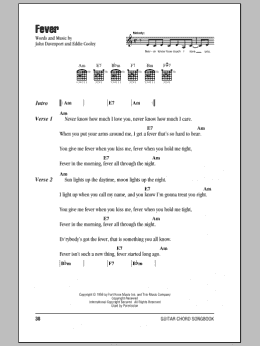 page one of Fever (Guitar Chords/Lyrics)