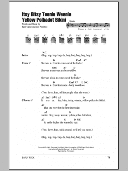 page one of Itsy Bitsy Teenie Weenie Yellow Polkadot Bikini (Guitar Chords/Lyrics)