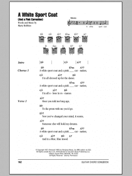 page one of A White Sport Coat (And A Pink Carnation) (Guitar Chords/Lyrics)