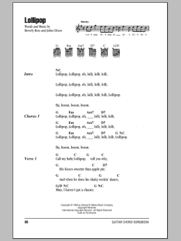 page one of Lollipop (Guitar Chords/Lyrics)