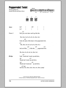 page one of Peppermint Twist (Guitar Chords/Lyrics)