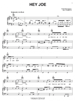 page one of Hey Joe (Piano, Vocal & Guitar Chords (Right-Hand Melody))