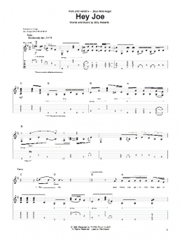 page one of Hey Joe (Guitar Tab)