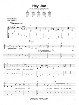 page one of Hey Joe (Easy Guitar Tab)