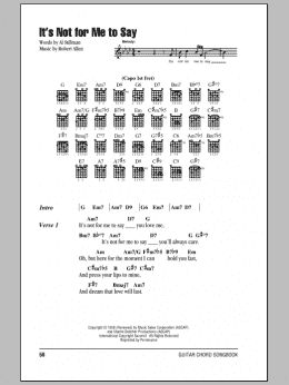 page one of It's Not For Me To Say (Guitar Chords/Lyrics)