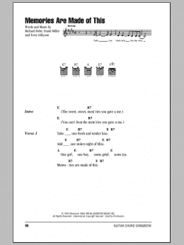 page one of Memories Are Made Of This (Guitar Chords/Lyrics)