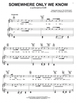 page one of Somewhere Only We Know (Piano, Vocal & Guitar Chords (Right-Hand Melody))