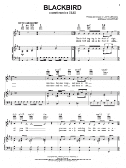 page one of Blackbird (Piano, Vocal & Guitar Chords (Right-Hand Melody))