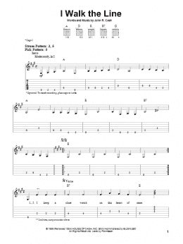 page one of I Walk The Line (Easy Guitar Tab)