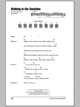 page one of Walking In The Sunshine (Guitar Chords/Lyrics)