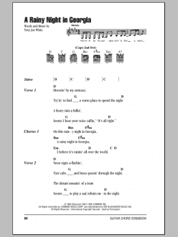 page one of A Rainy Night In Georgia (Guitar Chords/Lyrics)