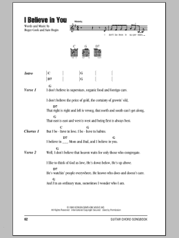 page one of I Believe In You (Guitar Chords/Lyrics)