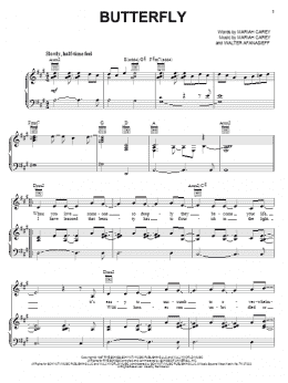 page one of Butterfly (Piano, Vocal & Guitar Chords (Right-Hand Melody))