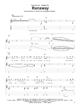 page one of Runaway (Guitar Tab)