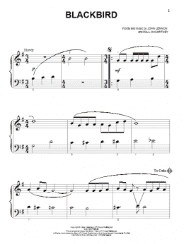 page one of Blackbird (Beginning Piano Solo)