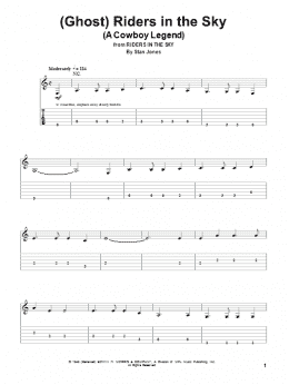 page one of (Ghost) Riders In The Sky (A Cowboy Legend) (Guitar Tab (Single Guitar))