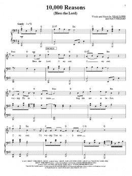 page one of 10,000 Reasons (Bless The Lord) (Piano, Vocal & Guitar Chords (Right-Hand Melody))