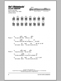 page one of Ain't Misbehavin' (Guitar Chords/Lyrics)