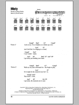 page one of Misty (Guitar Chords/Lyrics)