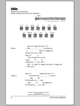 page one of Adios (Guitar Chords/Lyrics)