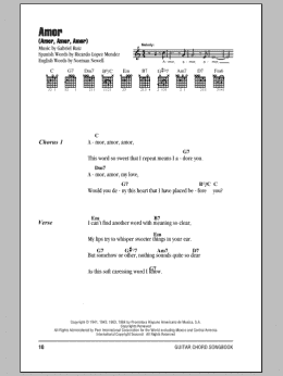 page one of Amor (Amor, Amor, Amor) (Guitar Chords/Lyrics)