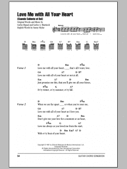 page one of Love Me With All Your Heart (Cuando Calienta El Sol) (Guitar Chords/Lyrics)