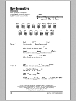 page one of How Insensitive (Insensatez) (Guitar Chords/Lyrics)