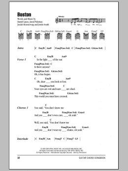 page one of Boston (Guitar Chords/Lyrics)