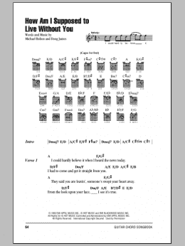 page one of How Am I Supposed To Live Without You (Guitar Chords/Lyrics)