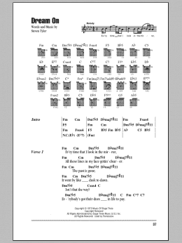 page one of Dream On (Guitar Chords/Lyrics)