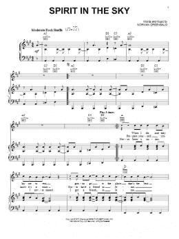 page one of Spirit In The Sky (Piano, Vocal & Guitar Chords (Right-Hand Melody))