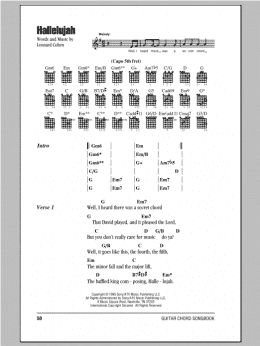 page one of Hallelujah (Guitar Chords/Lyrics)