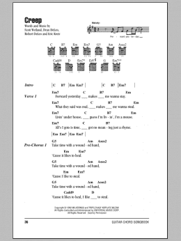 page one of Creep (Guitar Chords/Lyrics)