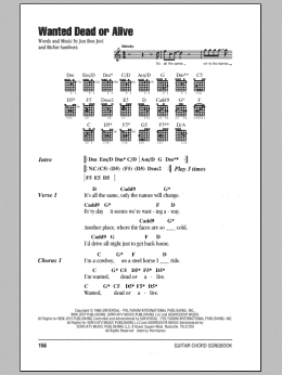 page one of Wanted Dead Or Alive (Guitar Chords/Lyrics)