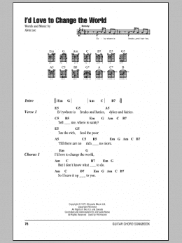 page one of I'd Love To Change The World (Guitar Chords/Lyrics)