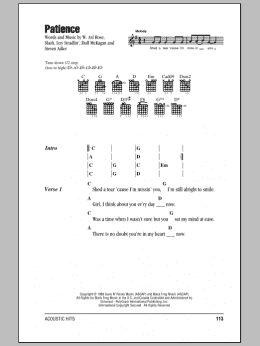 page one of Patience (Guitar Chords/Lyrics)