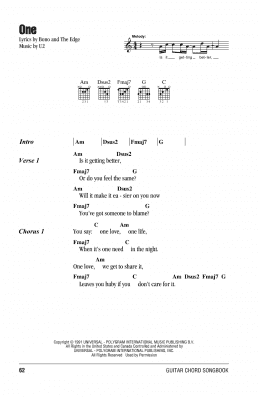 page one of One (Guitar Chords/Lyrics)