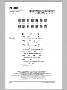 page one of 21 Guns (Guitar Chords/Lyrics)