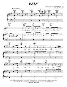 page one of Easy (Piano, Vocal & Guitar Chords (Right-Hand Melody))